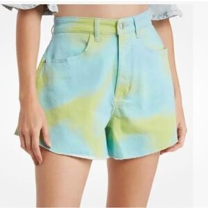 WeWoreWhat Flare Bell Short, size 26, NWT, Yellow/Green tie dye